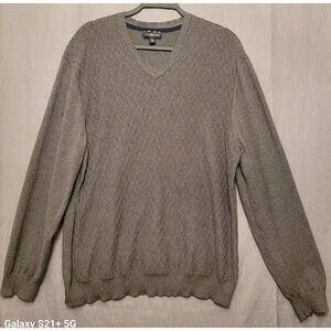 Club Room Sweater Mens Size XL Gray V-Neck Pullover Winter Warm